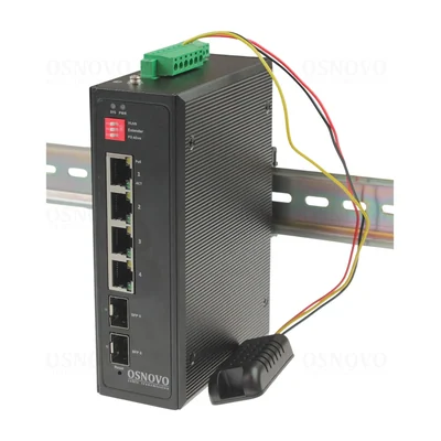 PoE-коммутатор Osnovo SW-80402-IM, 4 × GE PoE до 90 Вт + 2 × SFP, 240 Вт, Web-управляемый, DIN-рейка