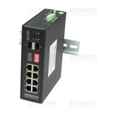 PoE-коммутатор Osnovo SW-80802/I, 8 × GE PoE (один до 90 Вт) + 2 × SFP, неуправляемый