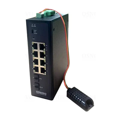 PoE-коммутатор Osnovo SW-80802-IM, 8 × GE PoE (2 порта до 90 Вт) + 2 × SFP, 360 Вт, DIN-рейка