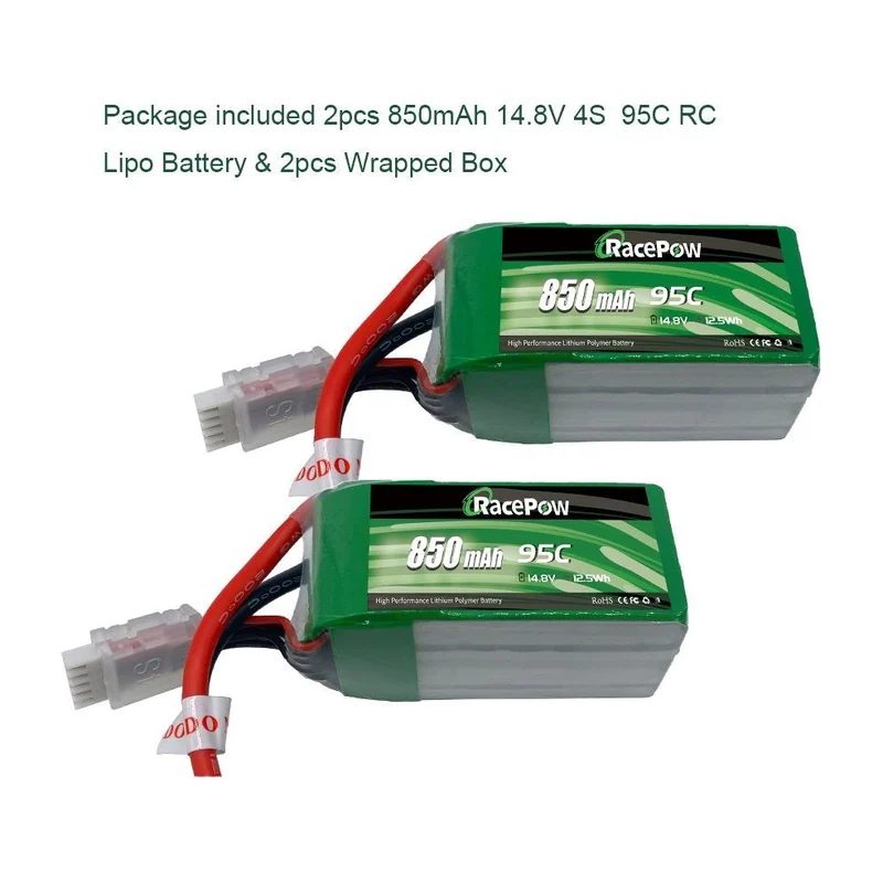 Аккумулятор LiPo RacePow 850 мА·ч 4S 14,8 В 95C, XT60