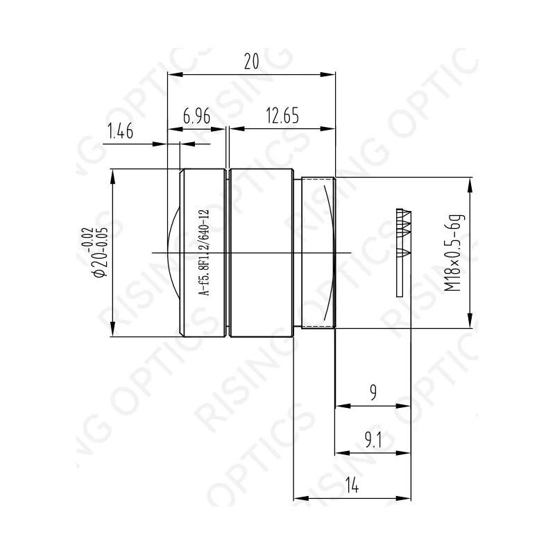 Объектив тепловизионный Rising Optics RSA5.8F1.2-640-12 — LWIR, 5,8 мм, F/1.2, атермализованный, 640×512/12 мкм, 80°