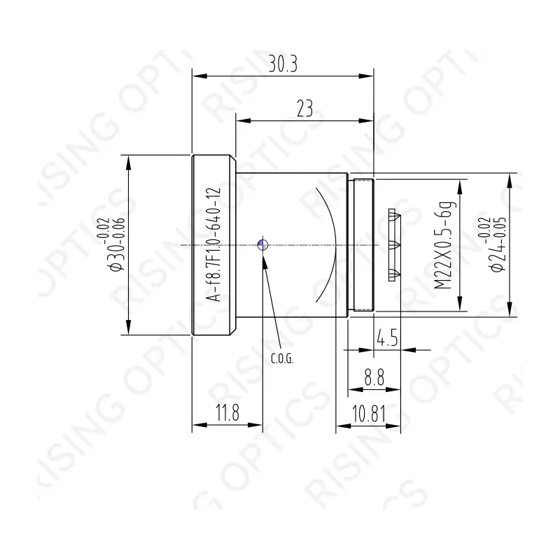 Объектив тепловизионный Rising Optics RSA8.7F1.0-640-12 — LWIR, 8,7 мм, F/1.0, атермализованный, 640×512/12 мкм