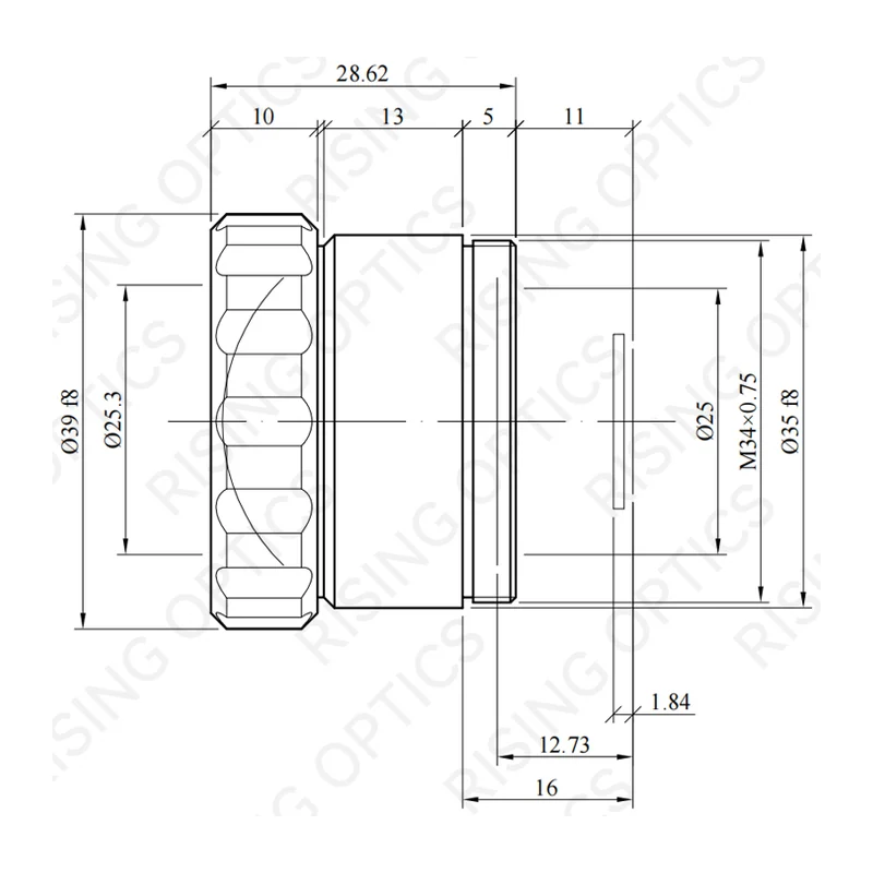 Объектив тепловизионный Rising Optics RST25F1.0-640-17 — LWIR, 25 мм, F/1.0, ручная фокусировка, 640×480/17 мкм