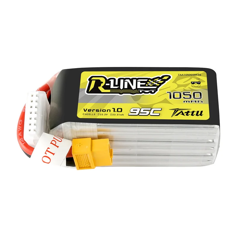 Аккумулятор для FPV Tattu R-Line, 1050 мА·ч, 22,2 В, 6S1P, 95C, разъём XT60
