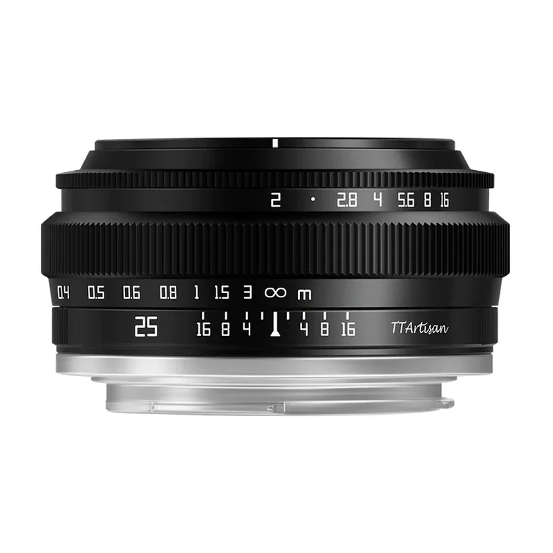 Объектив TTArtisan APS-C 25mm F2, эквивалент 37,5 мм, металлический корпус, семь вариантов байонета